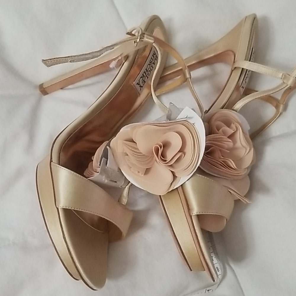 Badgley Mischka approximately 4.5" in. heels.